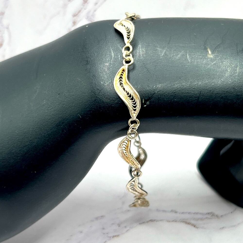 925 Sterling filigree bracelet with hook closure